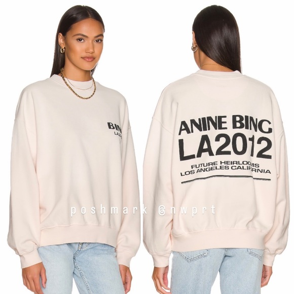 Anine Bing Tops - ANINE BING Jaci Los Angeles 2012 Sweatshirt Pullover Washed Pink Black XS